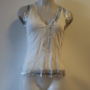 WOMENS VERGER MILANO CREAM SILVER KNIT V-NECK TOP XS * COLOR: CREAM, SILVER SIZE